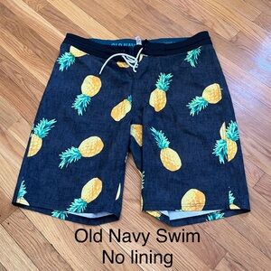 Old Navy Men's Pineapple Print Swim Shorts - Black and Yellow